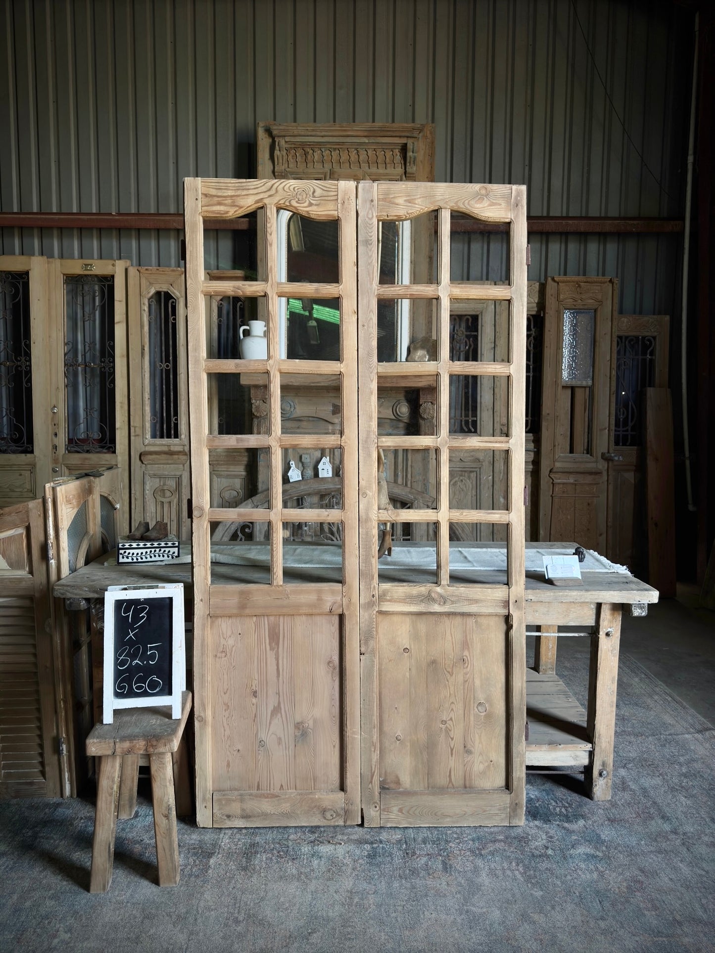 Elegant 20 Light Antique Glass French Doors - 43x82.5 G60