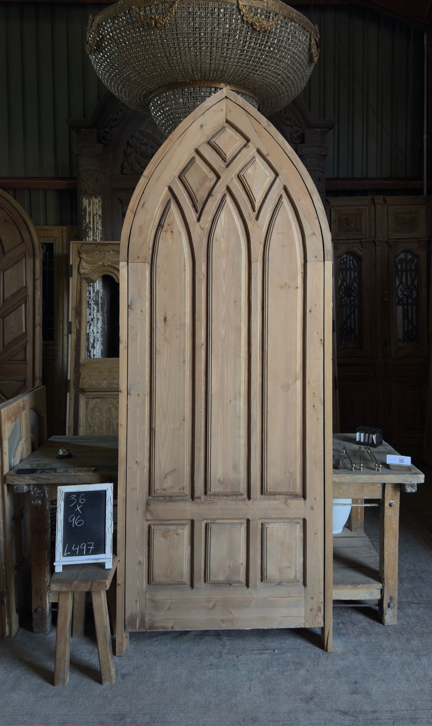 Handcrafted Gothic Arched Church Door - 36x96 L497