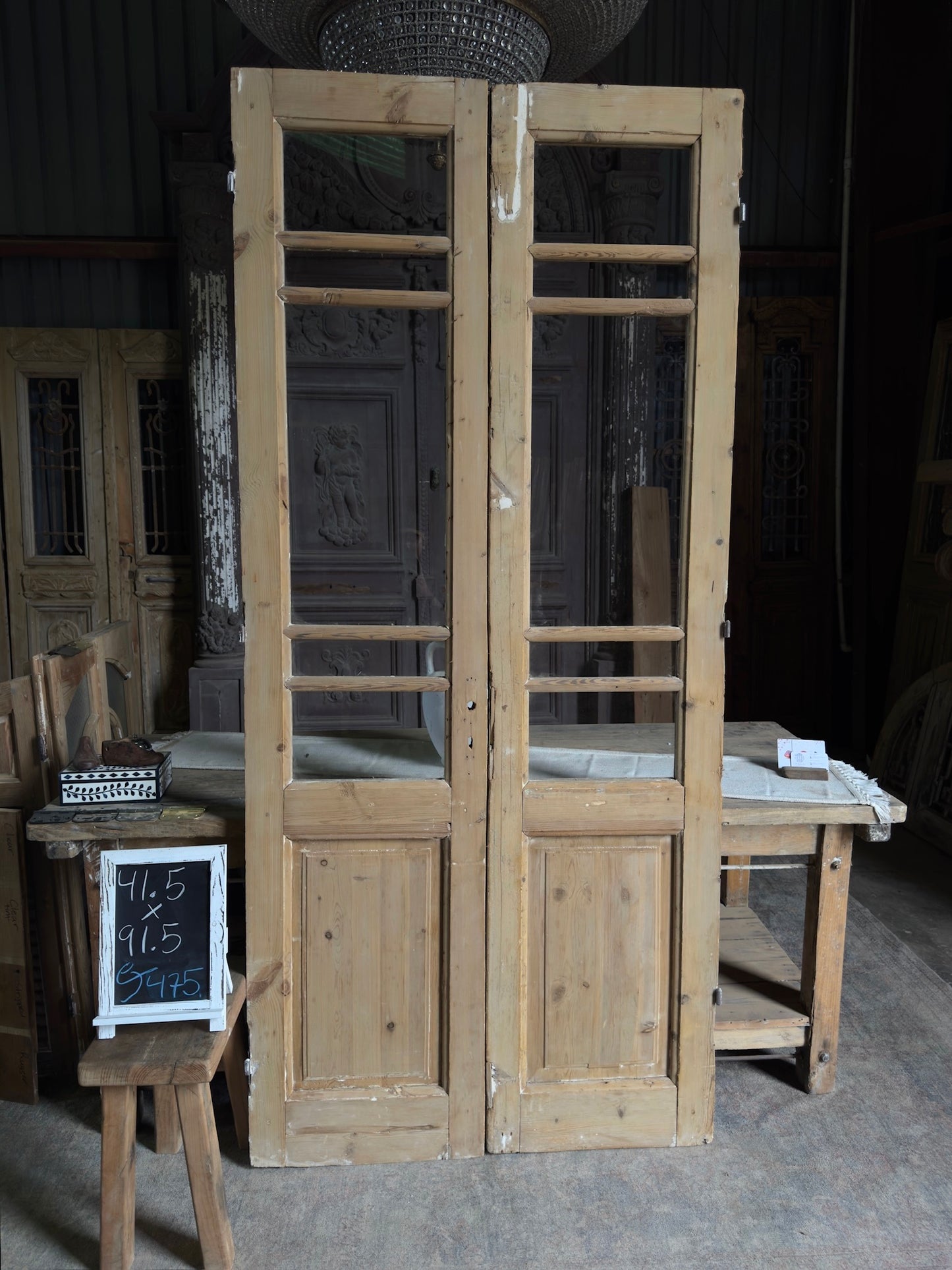 19th Century Antique Glass French Doors - 41.5x91.5 J475