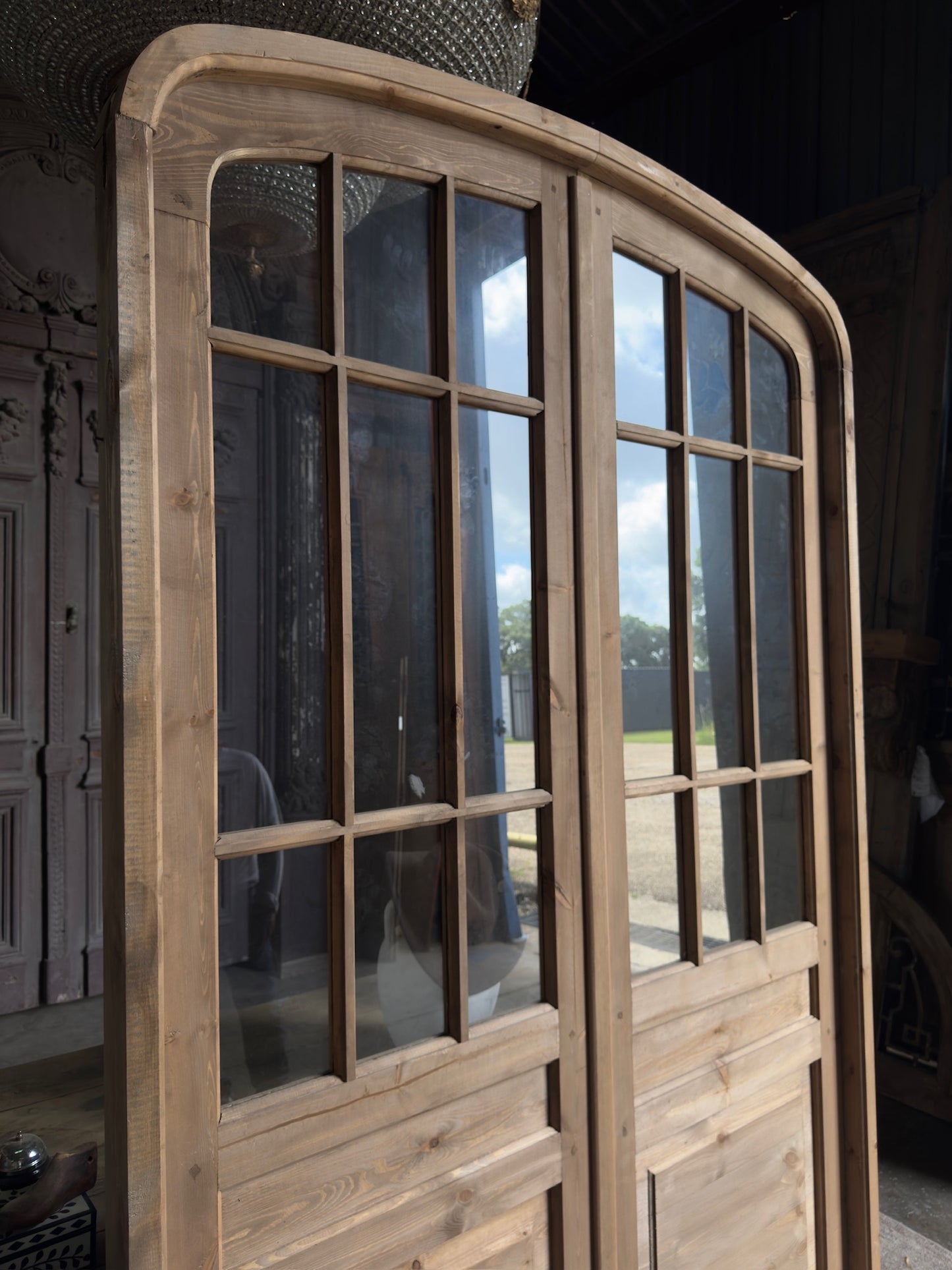 Handcrafted Eyebrow Arch Glass French Door Unit - 60x96 K33