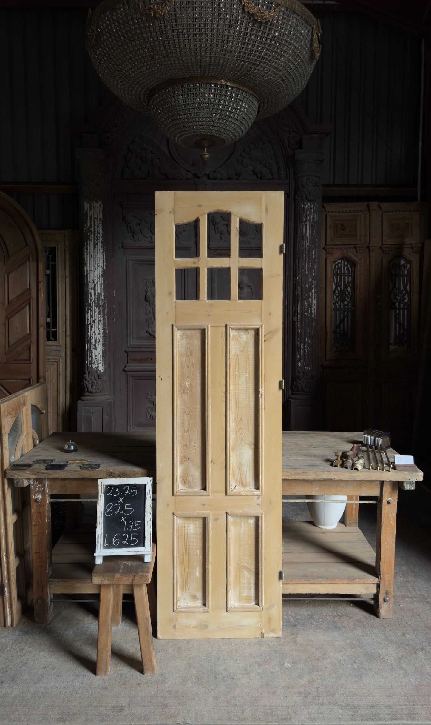 Antique Glass Arched 6 Lite Door - 23.25x82.5 - L625