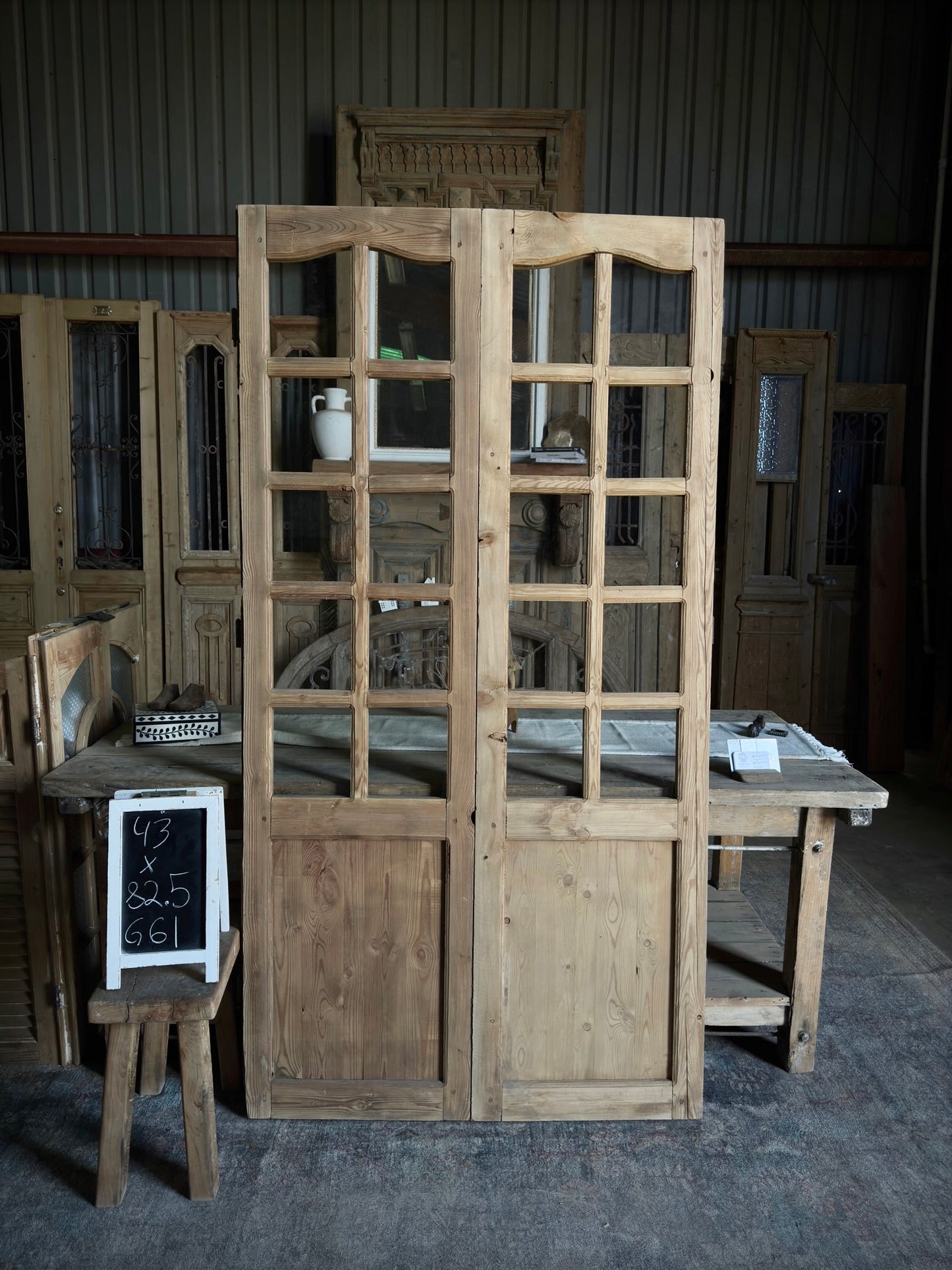 Elegant 20 Light Antique Glass French Doors - 43x82.5 G61