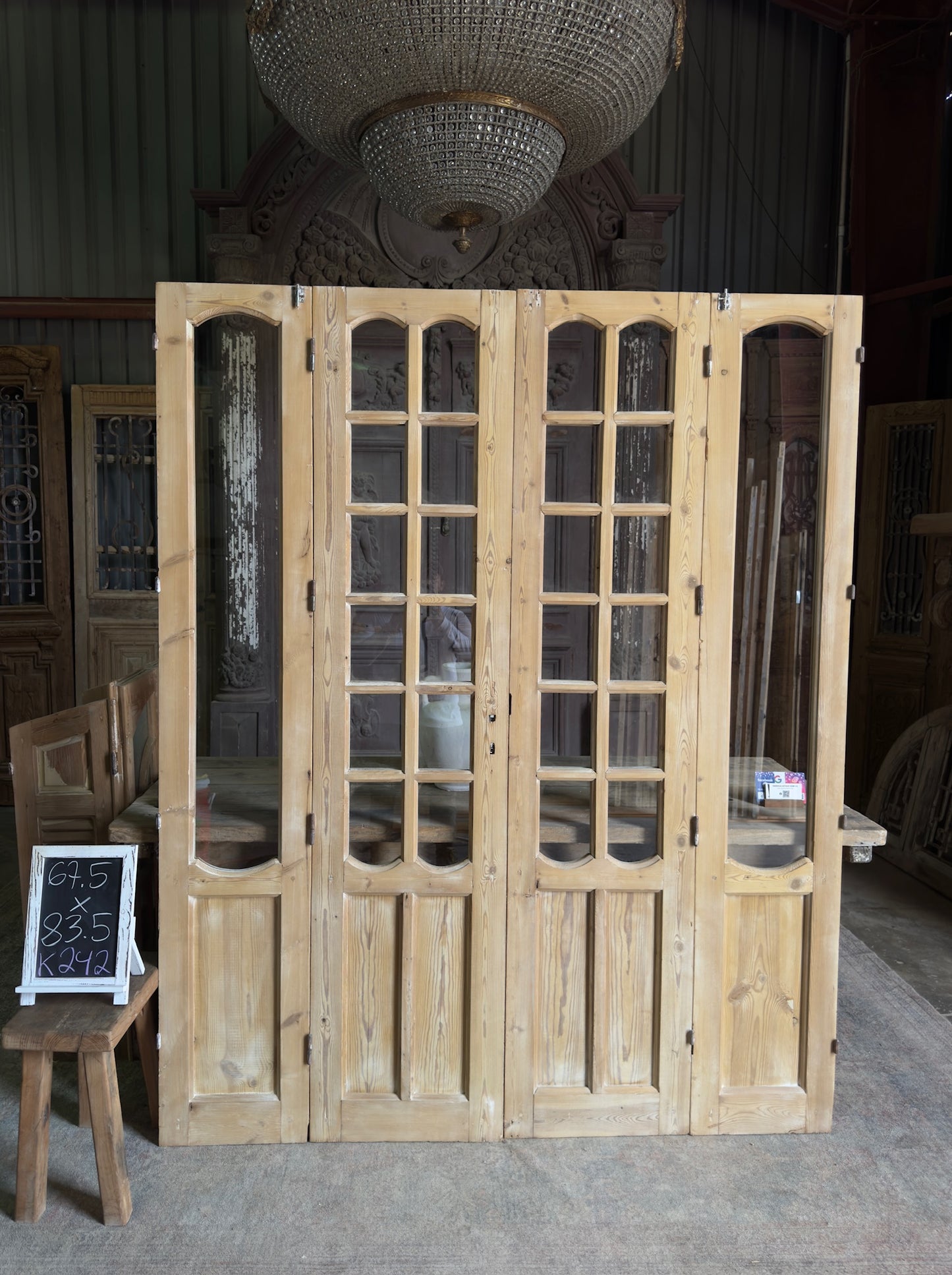 French Provincial Antique Bi-Fold Glass Doors - 67.5x83.5 K242