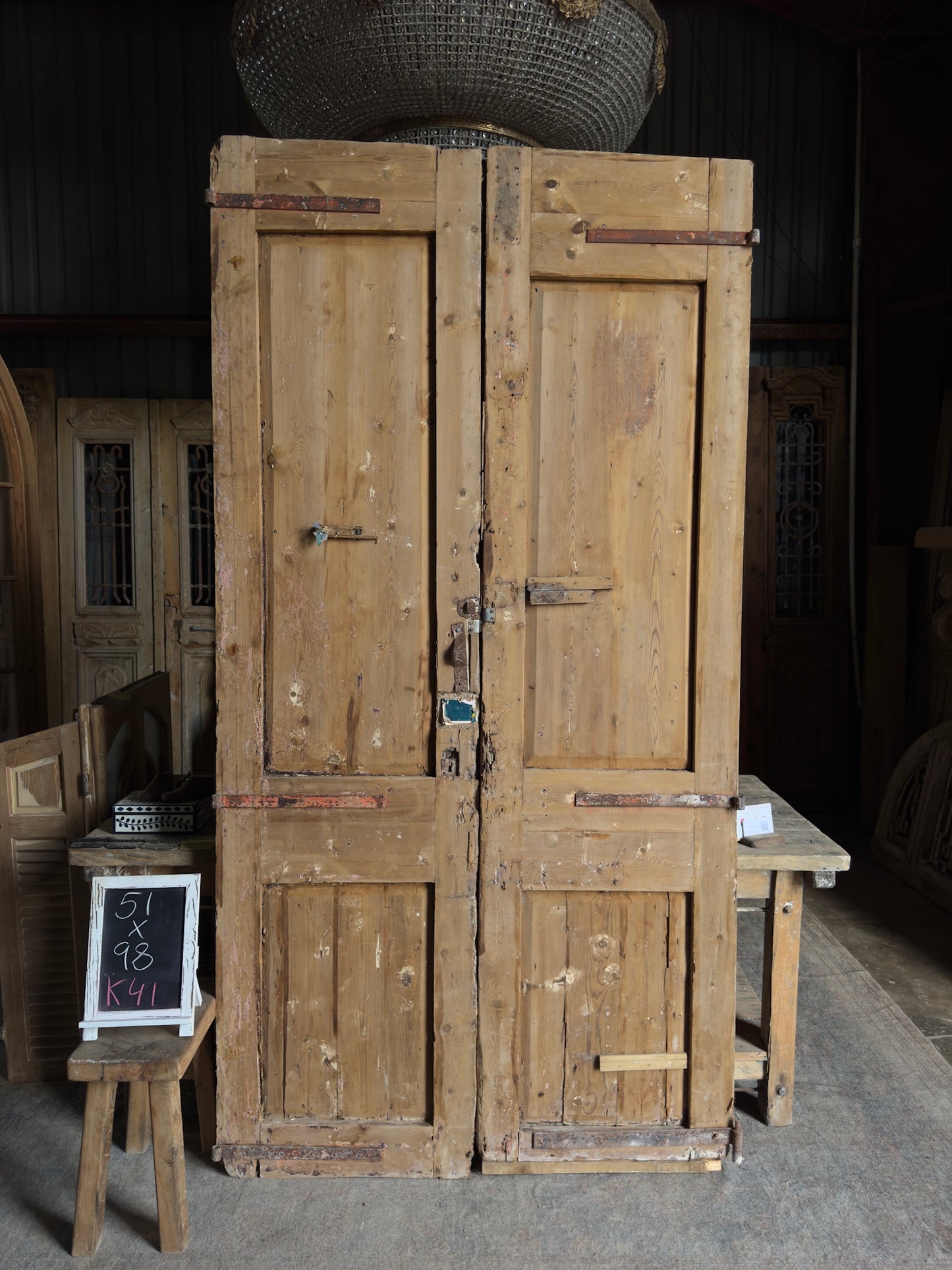 Antique Ornately Carved Doors 51x98 K41