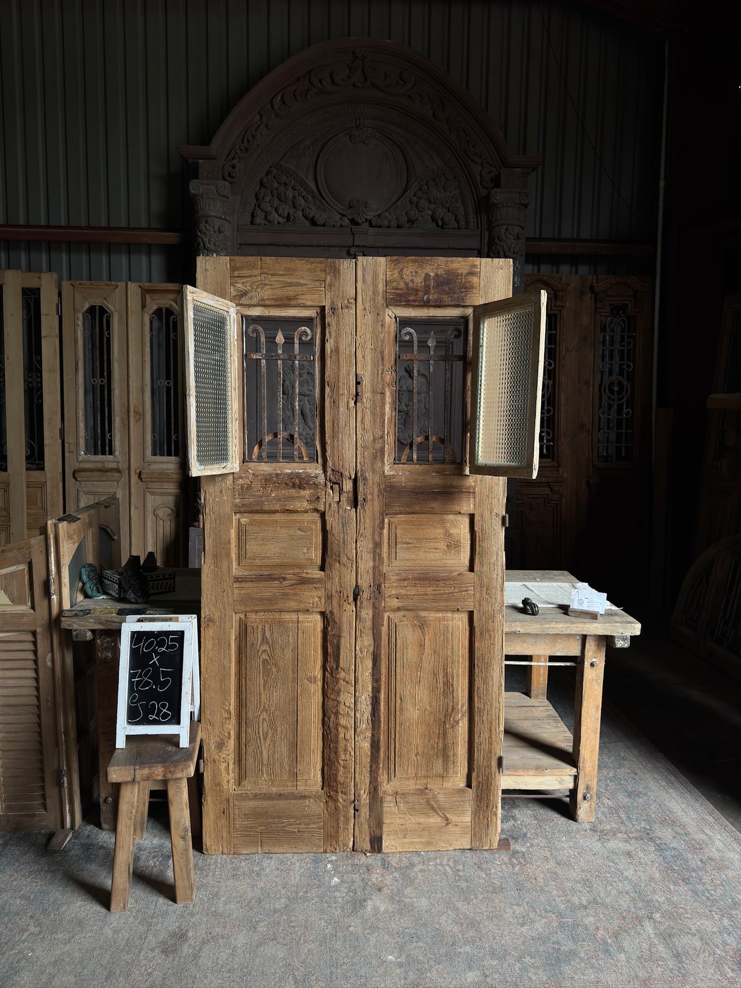Small Antique Iron French Doors - 40.25x78.5 J28