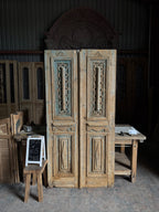 Petite Carved Antique Solid French Doors - 39.75x80.5 J105