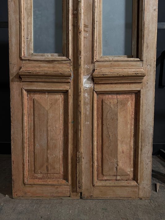 Antique Architectural Textured Glass Double Doors - 47x88.25 - N745