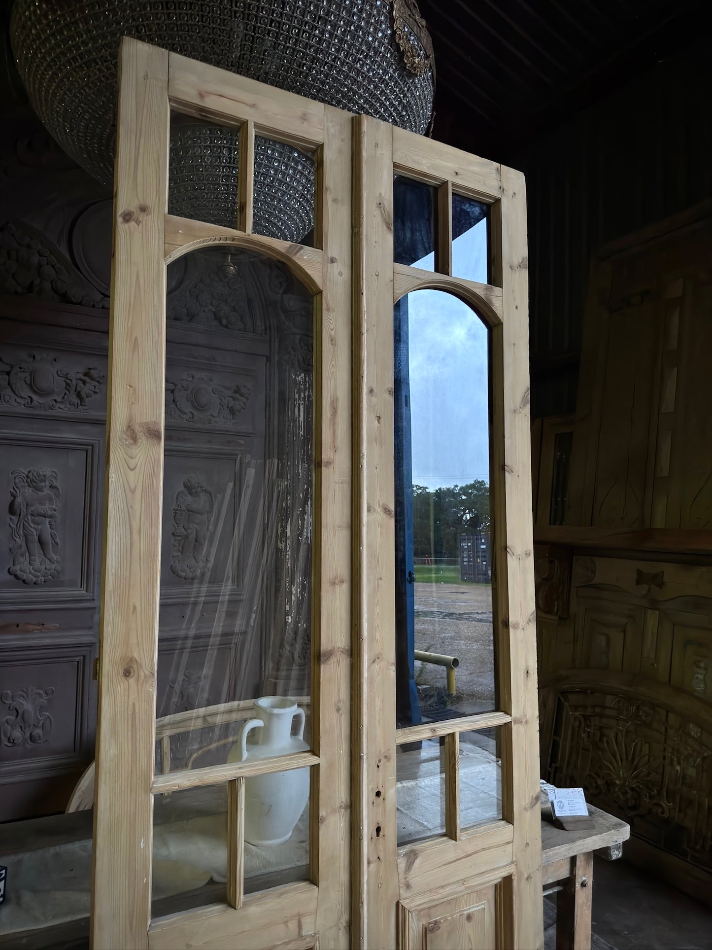 Unique Arch Style Antique Glass French Doors - 44.25x105.25 J210