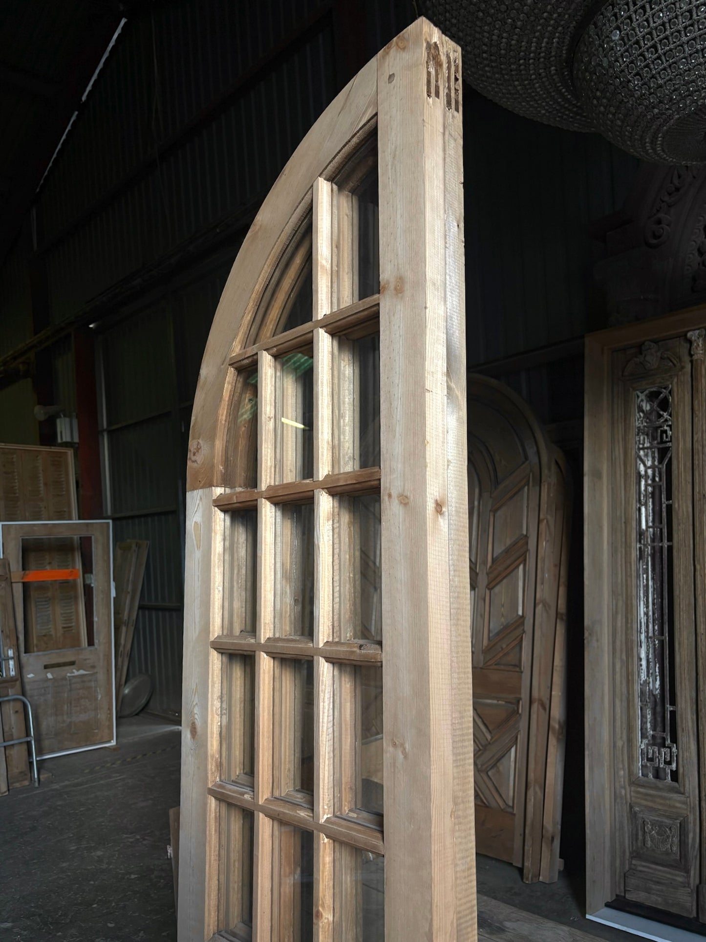 (The Ellenor) Handcrafted Arched Glass French Door - 48x96 L46