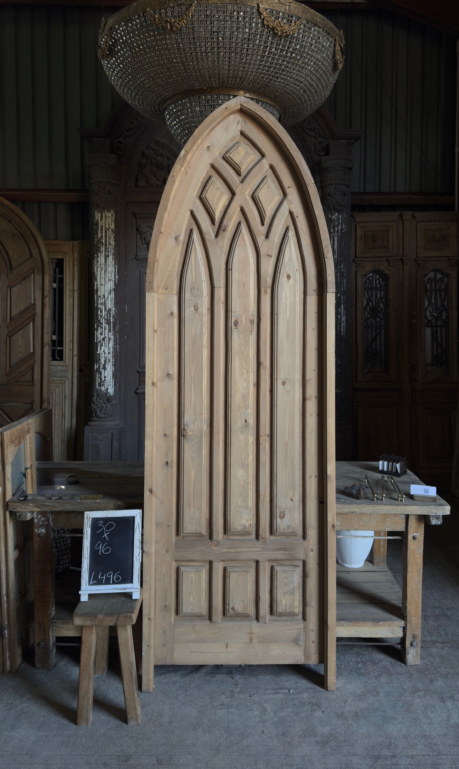 Handcrafted Gothic Arched Church Door - 30x96 L496 – Magnolia
