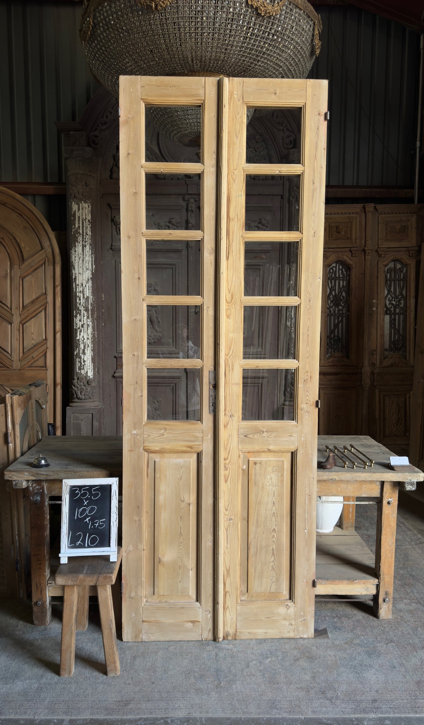 10 Lite European Antique Glass French Doors - 35.5x100 - L210