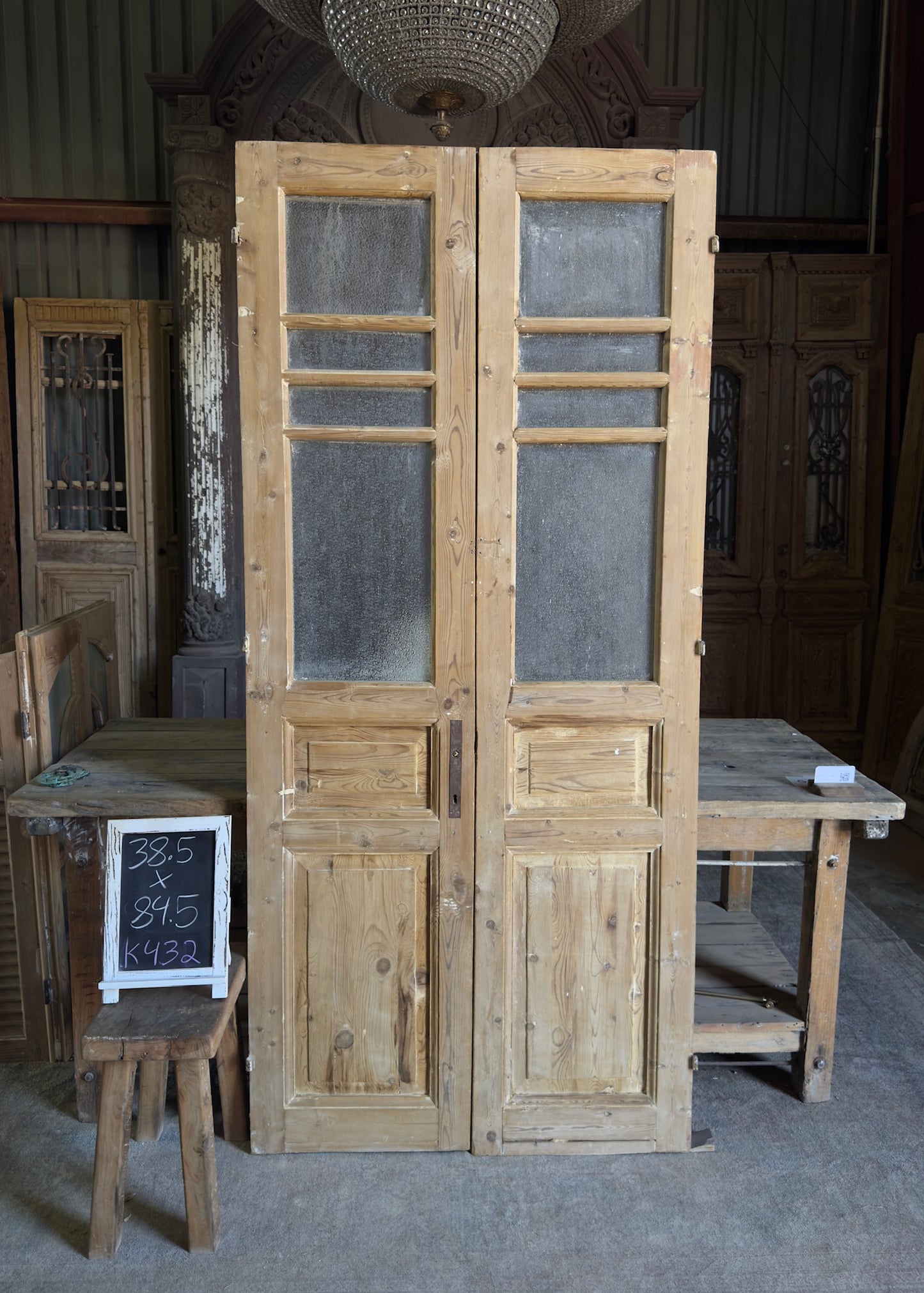 19th Century Antique Glass French Doors - 38.5x84.5 K432