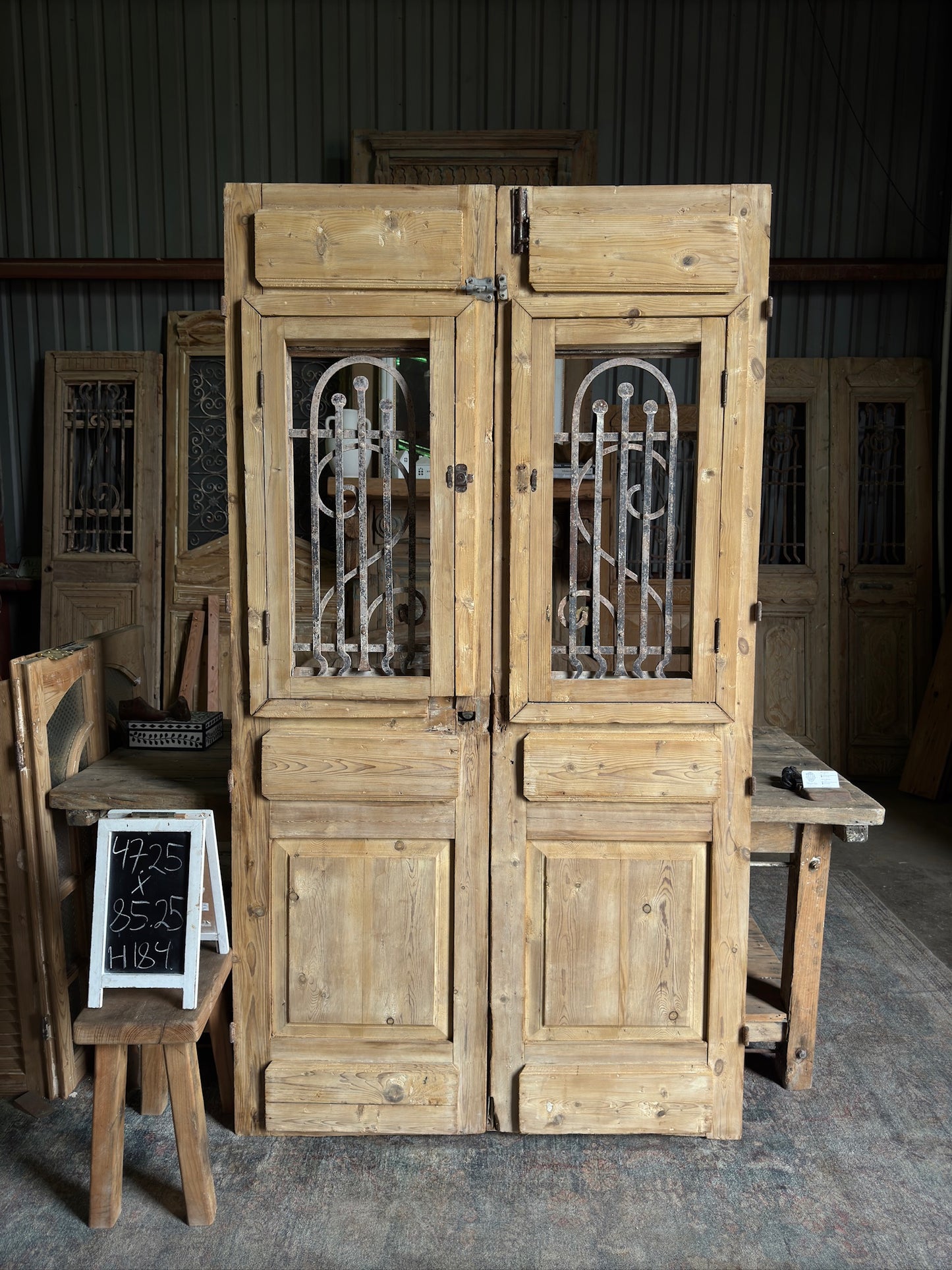 Petite Antique Iron French Doors - 47.25x85.25 H184