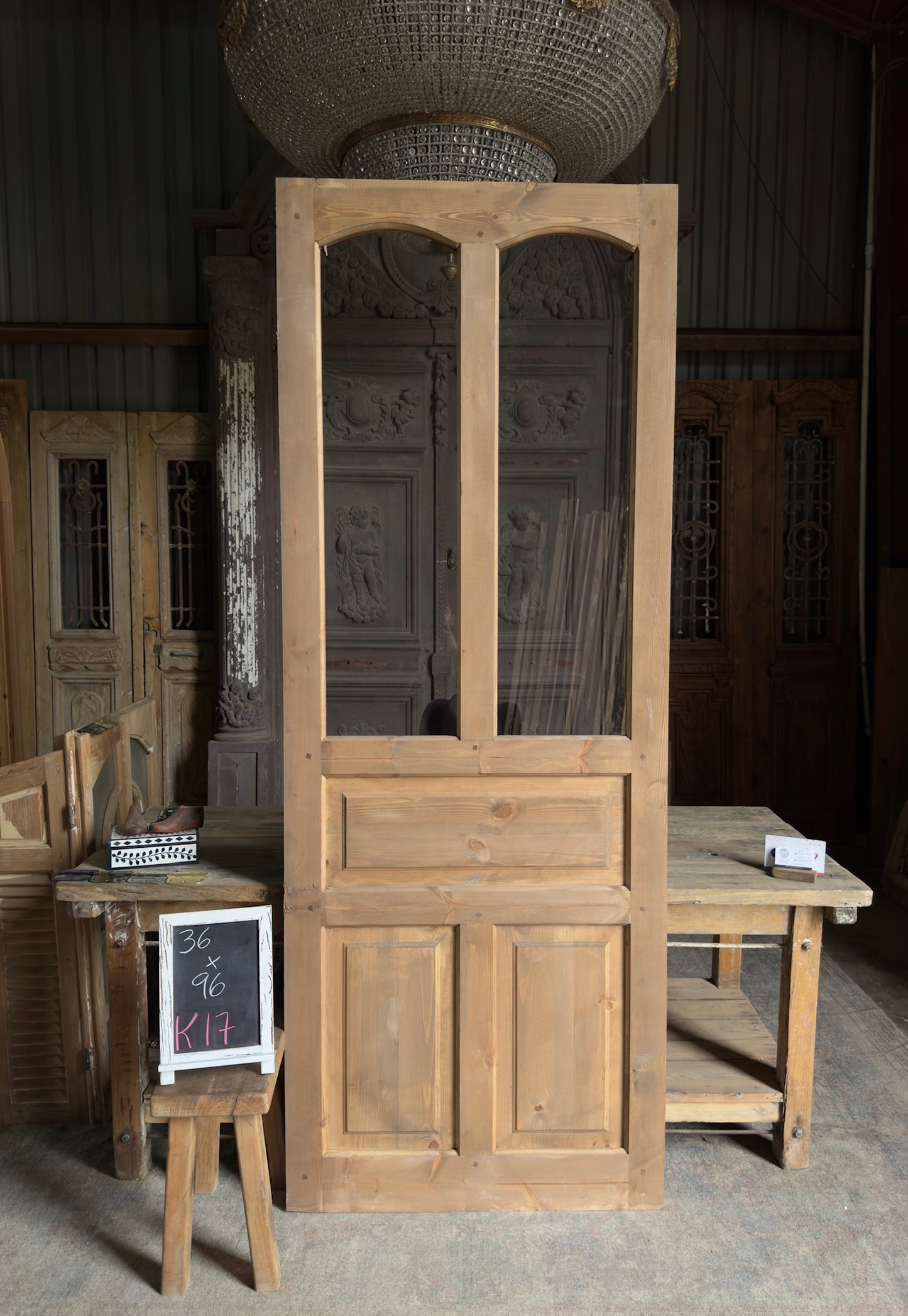 Handcrafted 2 Lite Arched Glass Door - 36x96 K17