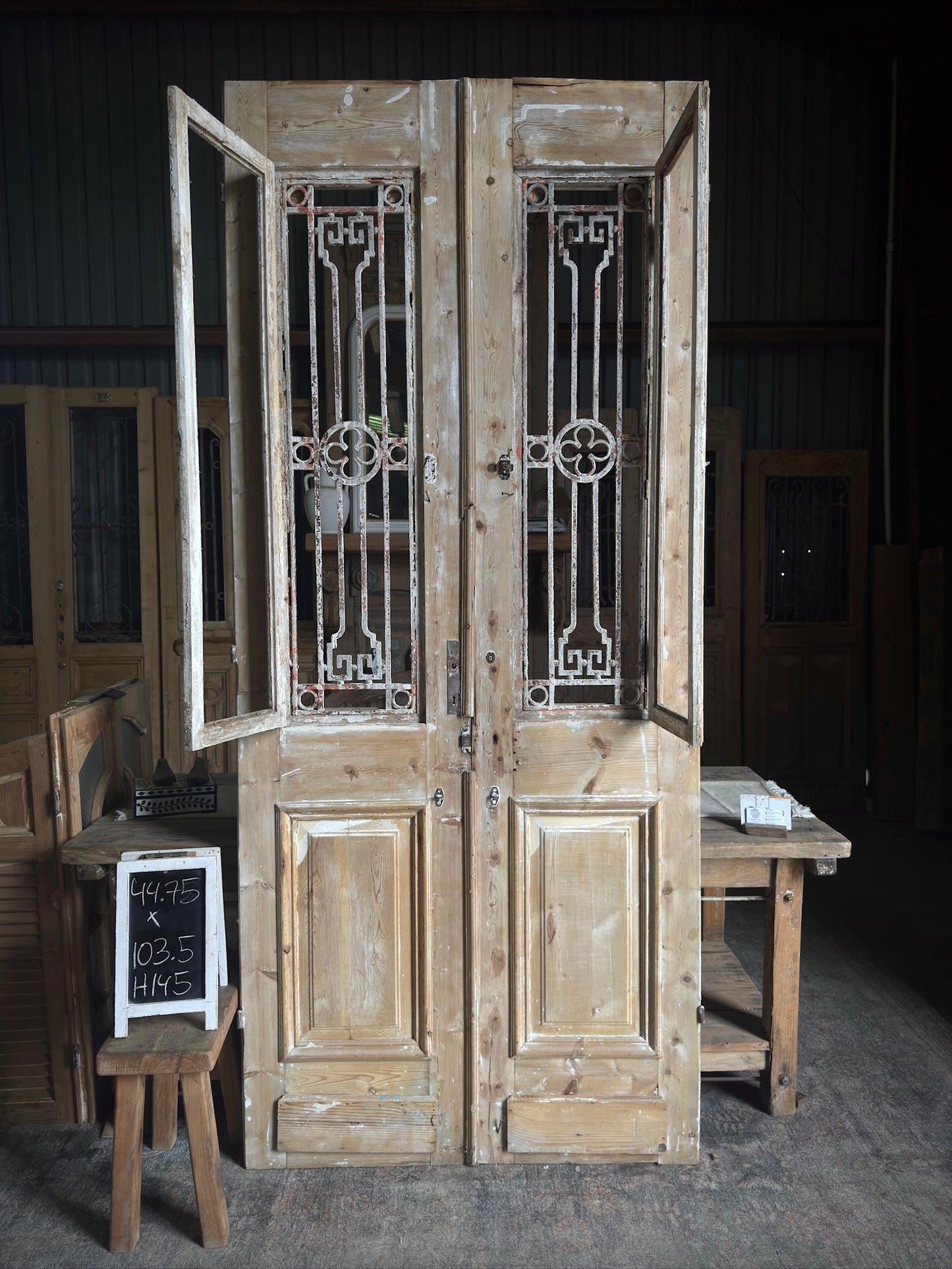 Classic Antique French Face Iron Doors - 44.75x103.5 H145