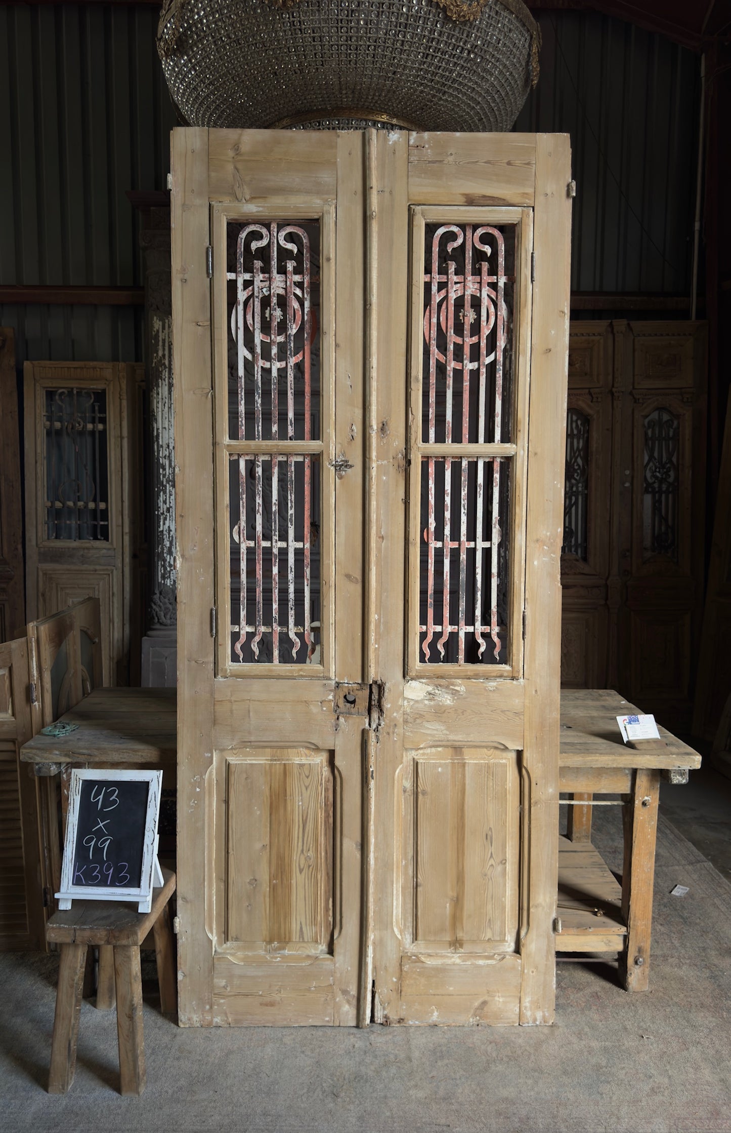 19th Century Antique Iron French Doors - 43x99 K393