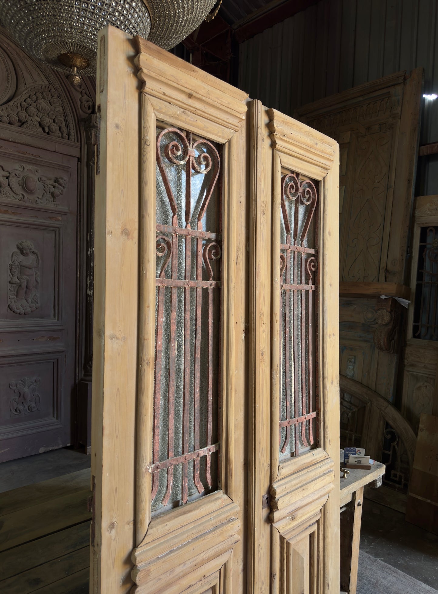 Scrolled Antique Iron French Doors - 39x84.5 K284