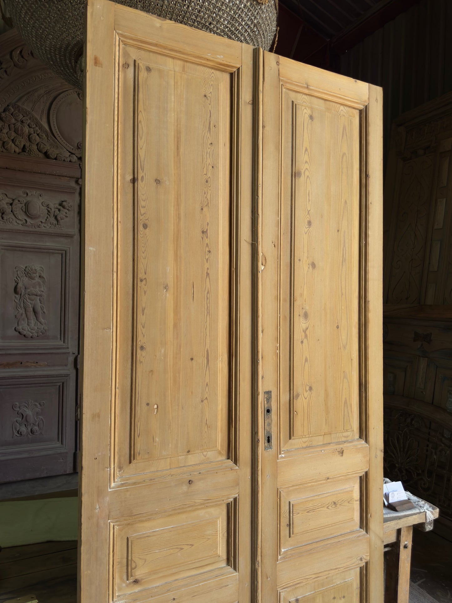 3 Panel Antique Solid French Doors - 45x100 J248