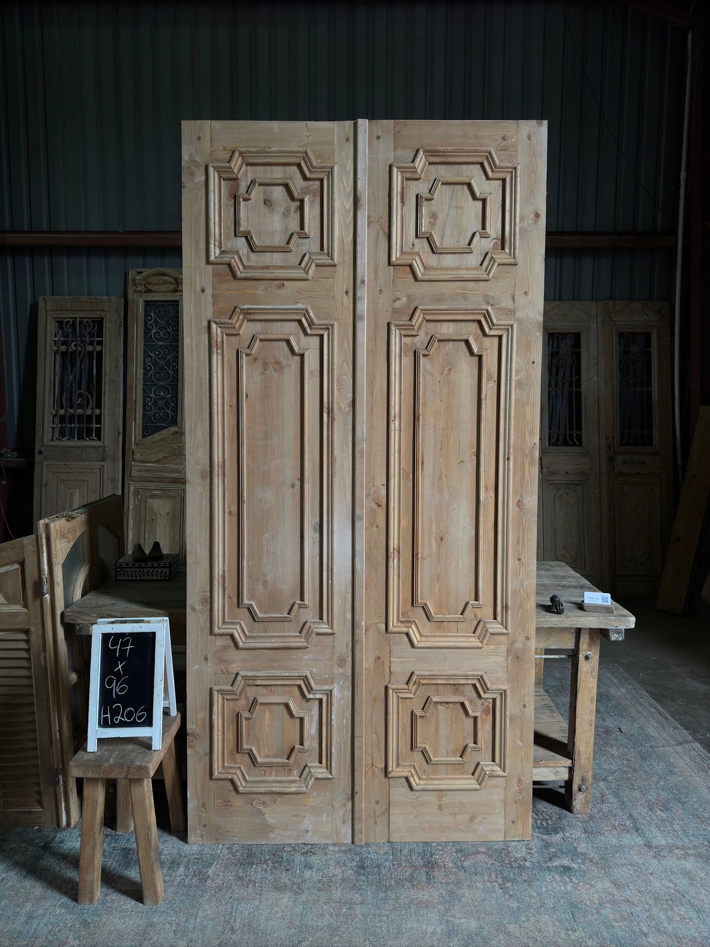 (Xavier) Handcrafted Solid Wood French Doors - 47x96 H206