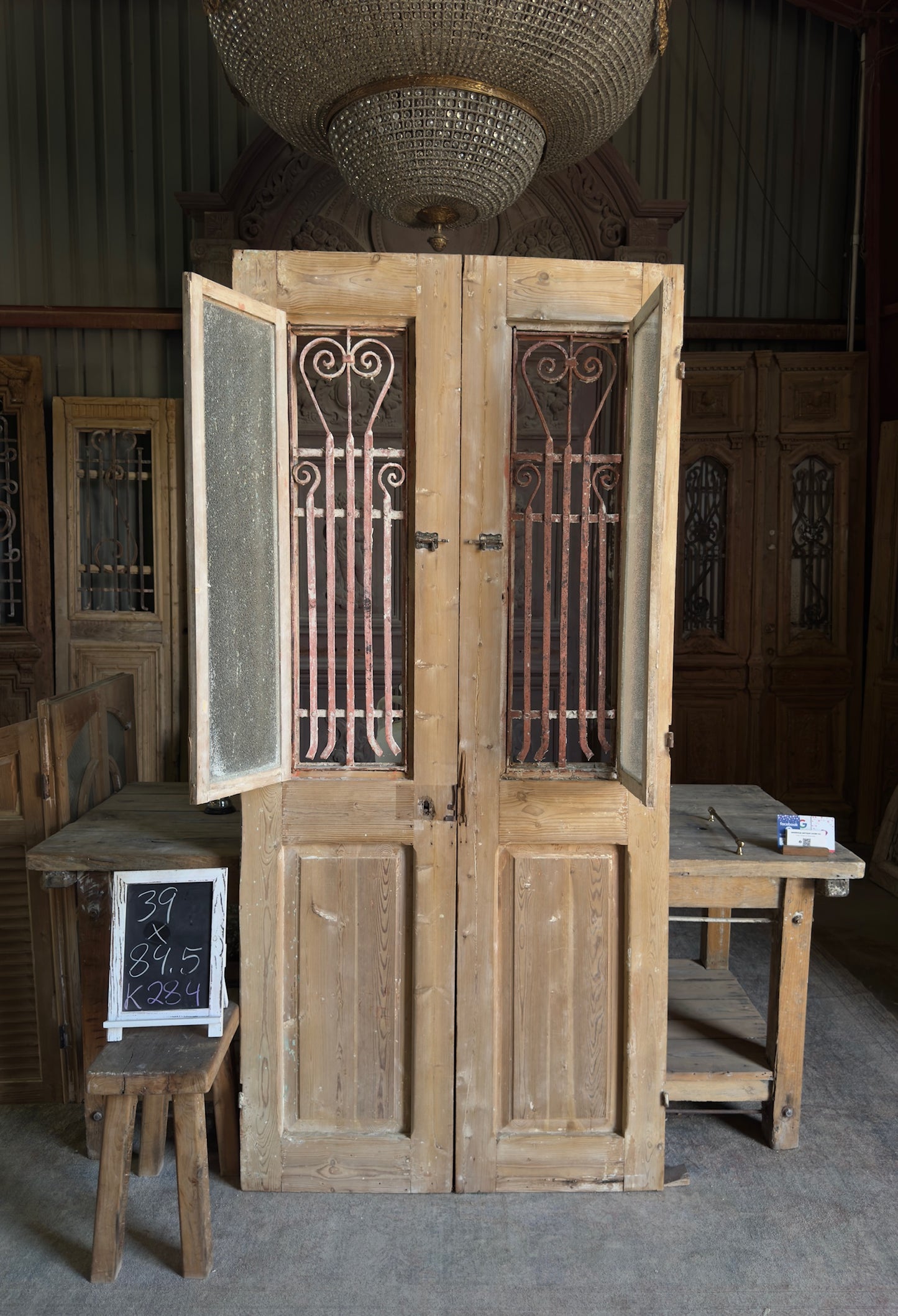 Scrolled Antique Iron French Doors - 39x84.5 K284
