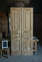 Raised Molding 3 Panel Antique Solid French Doors - 43.75x94.25 - L100