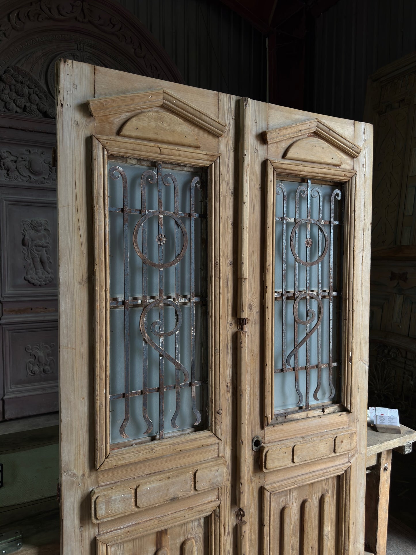 Antique Iron French Double Doors - 44.5x82 J49