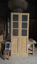 Antique Obscured Glass 3 Lite French Doors - 38x92 - L554