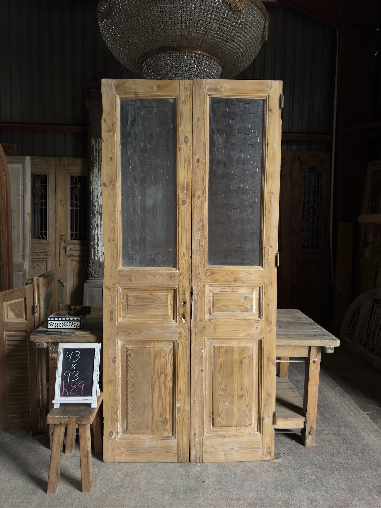 Glass Antique French Doors - 43x93 K89