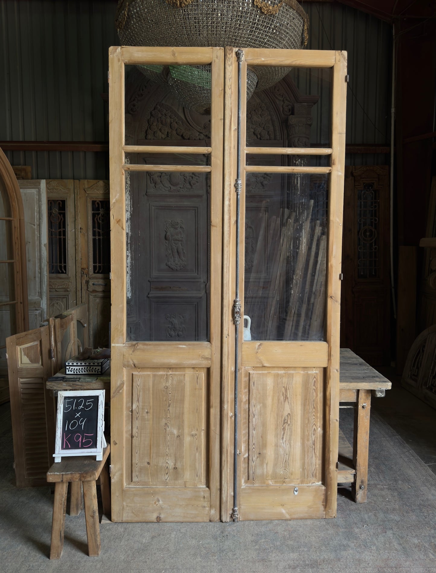 Open Glass Antique French Doors - 51.25x104 K95