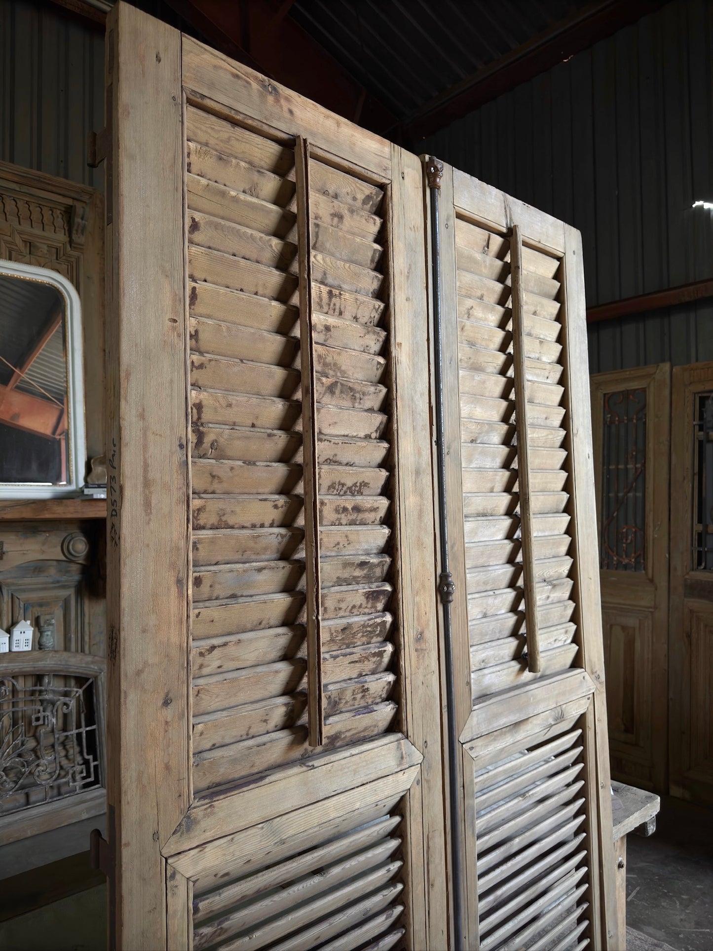 European Antique Louvered Shutters - 48x90 G111