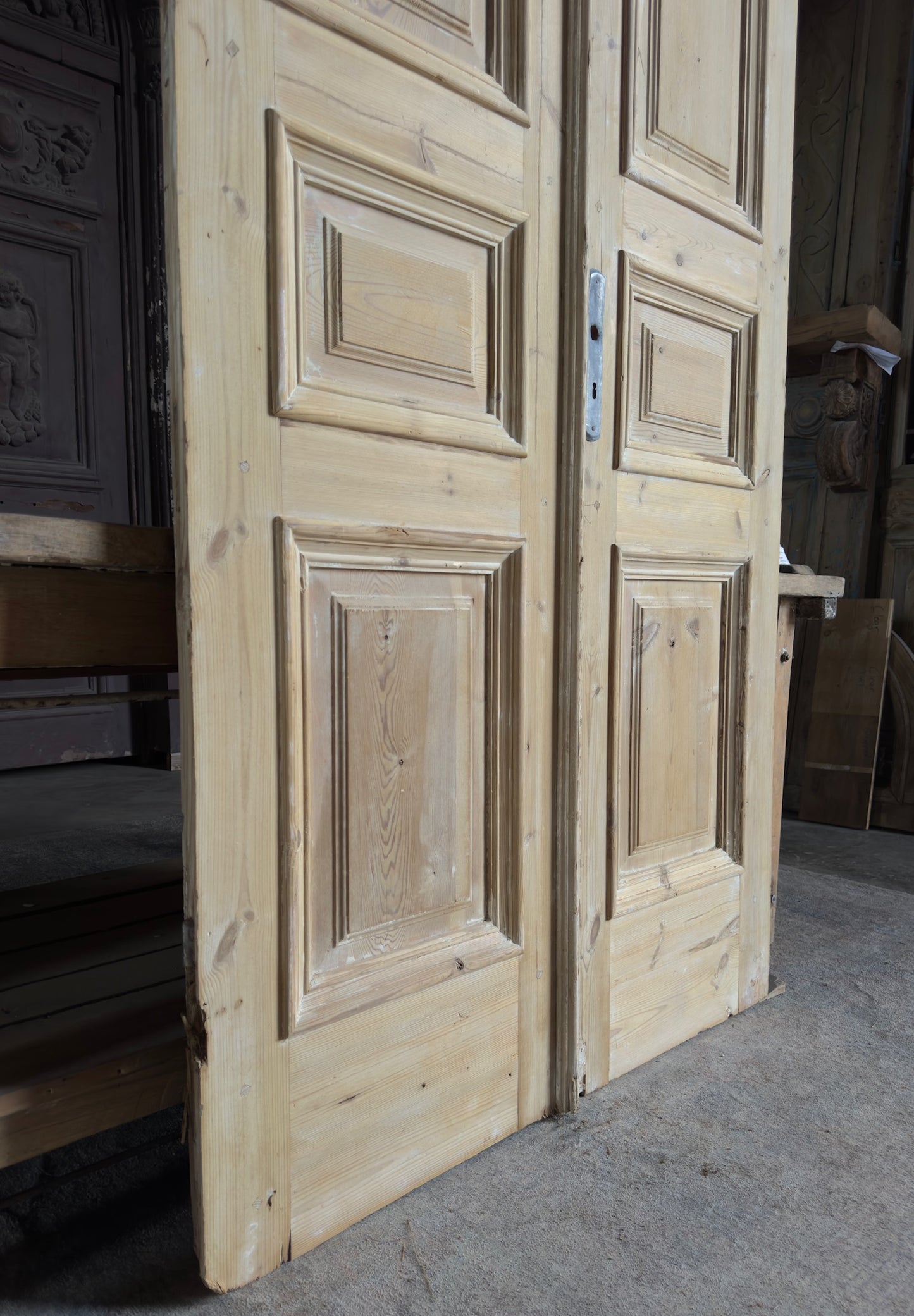 3 Panel Antique Solid French Doors - 45x103.5 K344