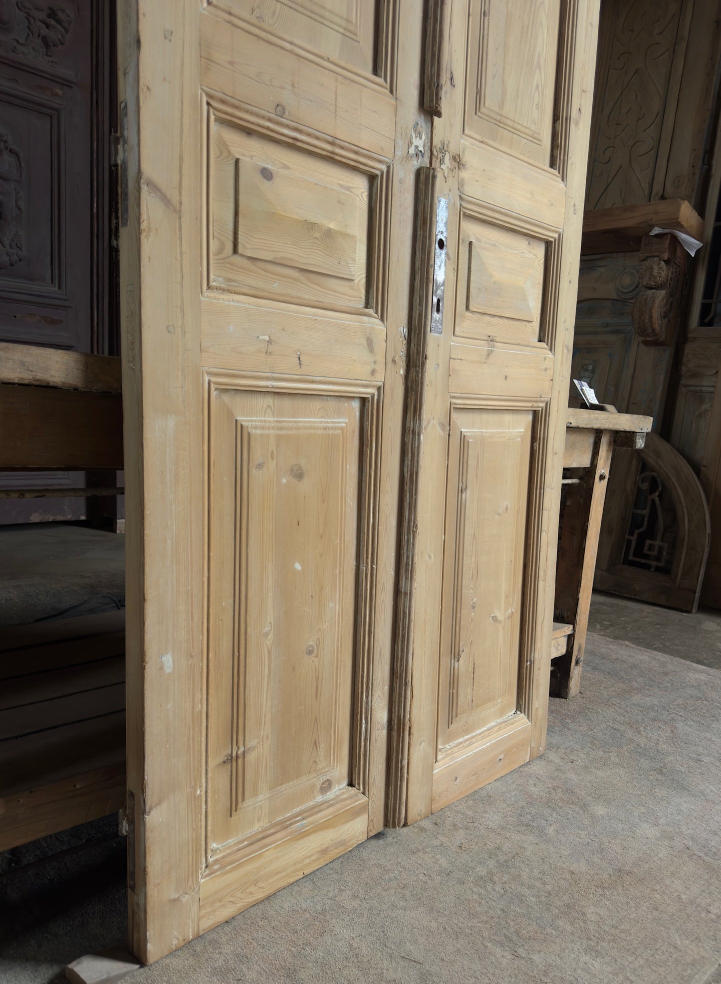 3 Panel Antique Solid French Doors - 39x86.5 K387