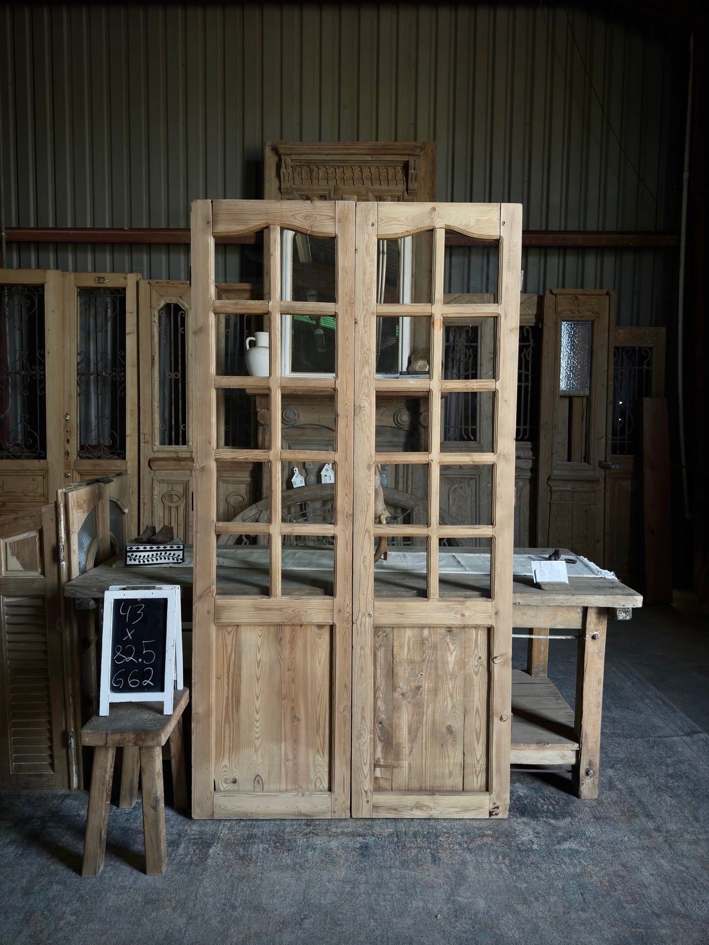 Elegant 20 Light Antique Glass French Doors - 43x82.5 G62