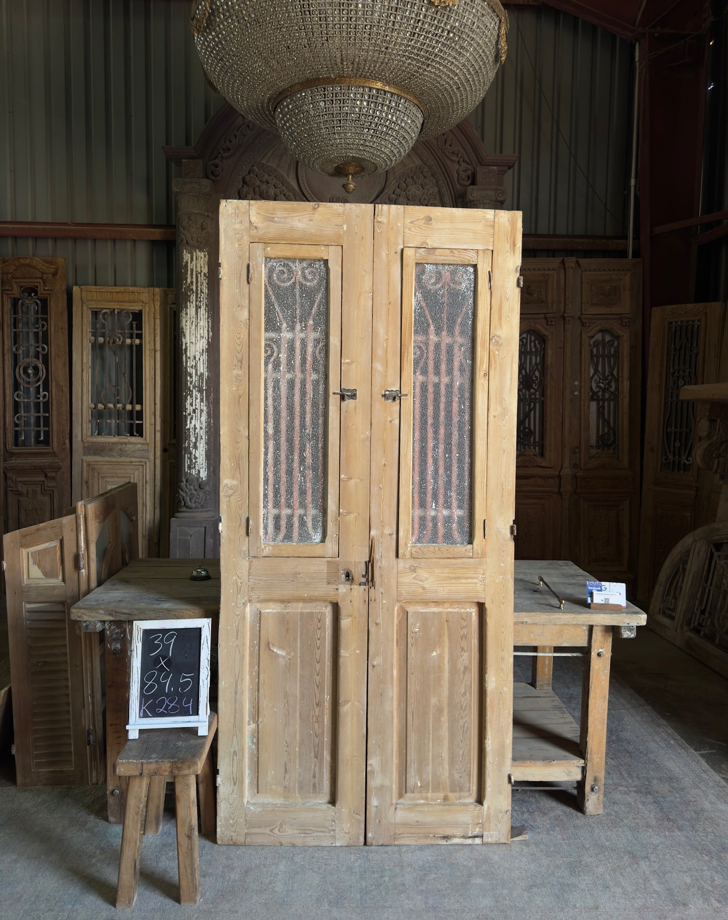 Scrolled Antique Iron French Doors - 39x84.5 K284