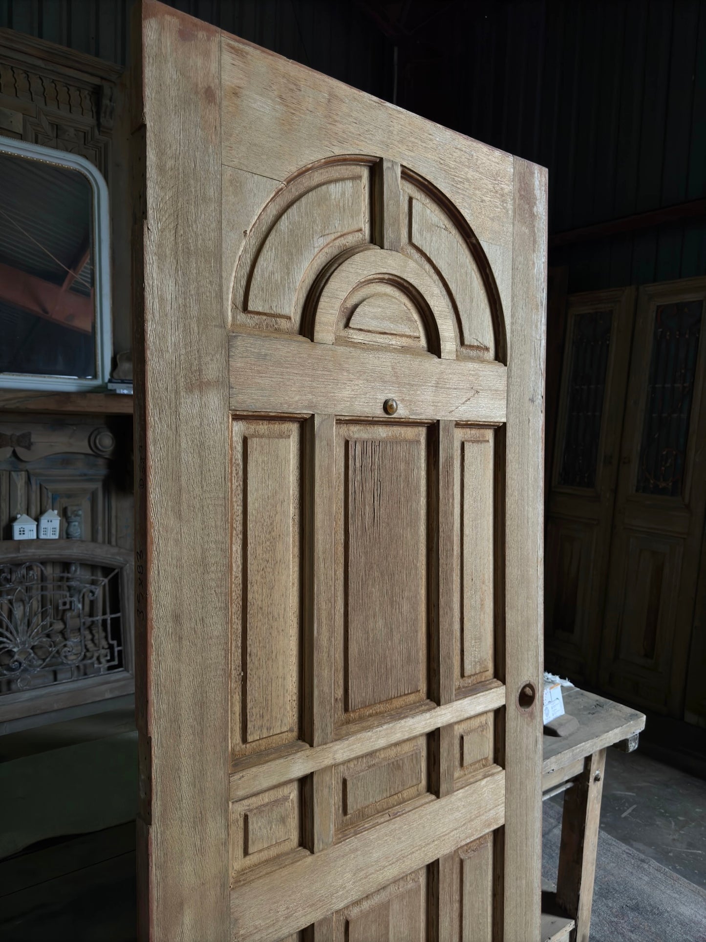 Arch Design Paned Solid Single Vintage Door - 35.5x83.25 G77