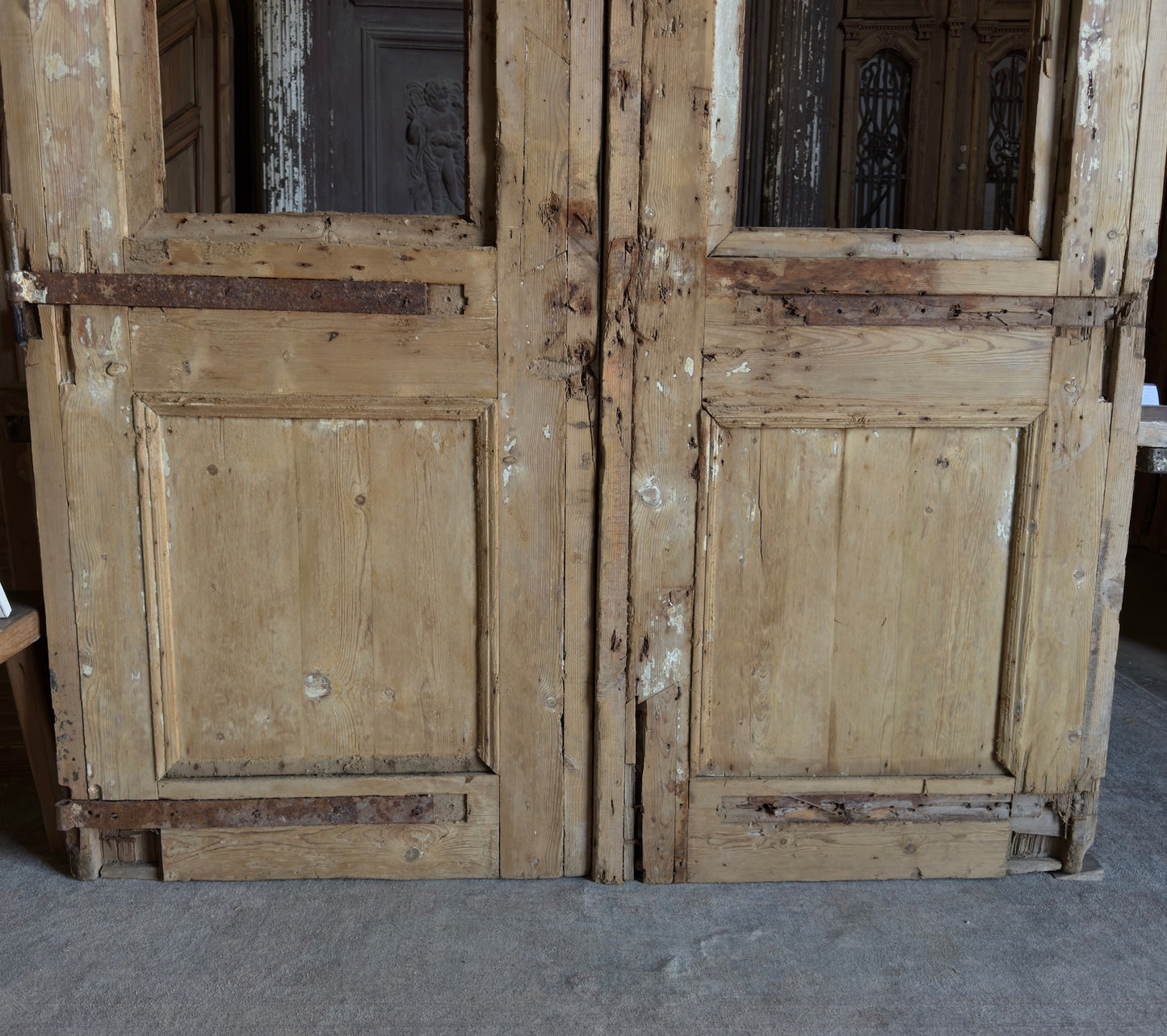 Grand Antique Glass French Doors - 67.5x119.5 - L206