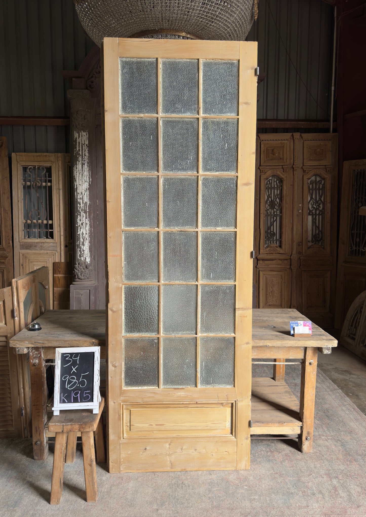 18 Lite Antique Glass Single Door - 34x98.5 K195