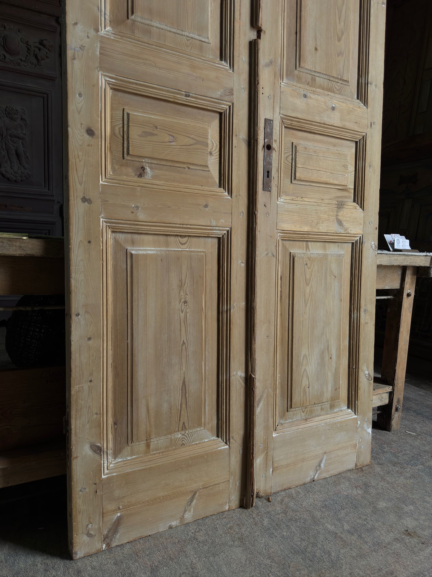 3 Panel Antique Solid French Doors - 42x98.75 J334