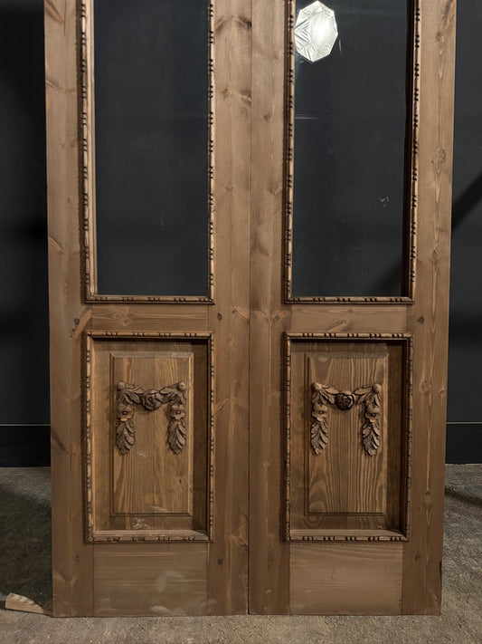(Valencia) Handcrafted Arched Open Glass French Doors - 36x96 - N783