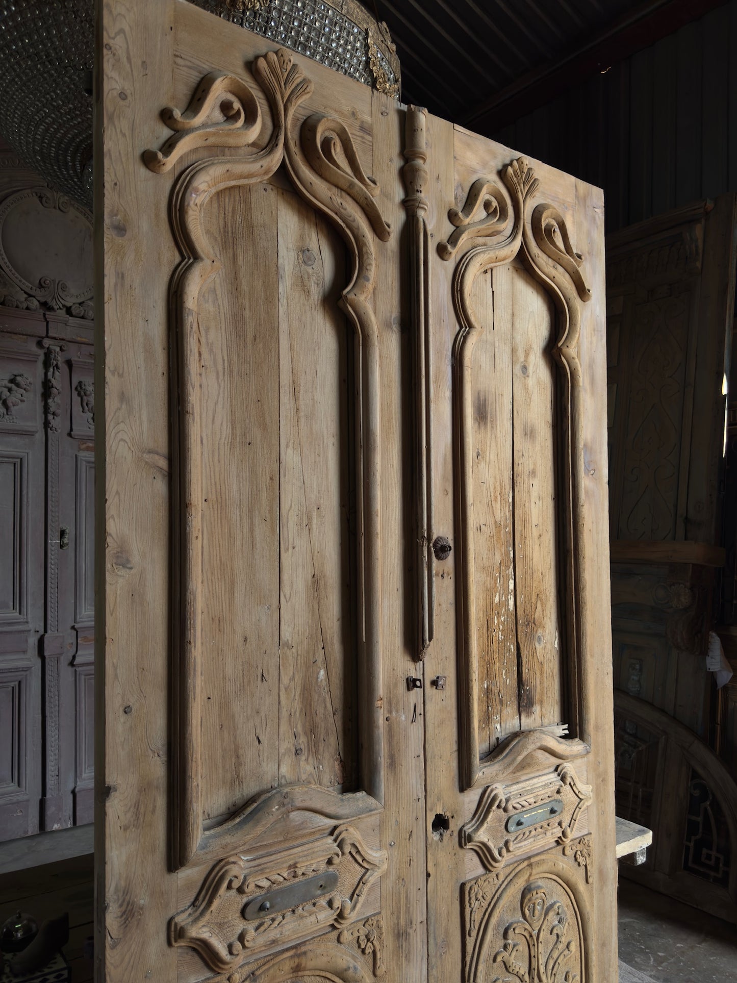 Ornately Carved Solid Antique Pair - 56x105 K39