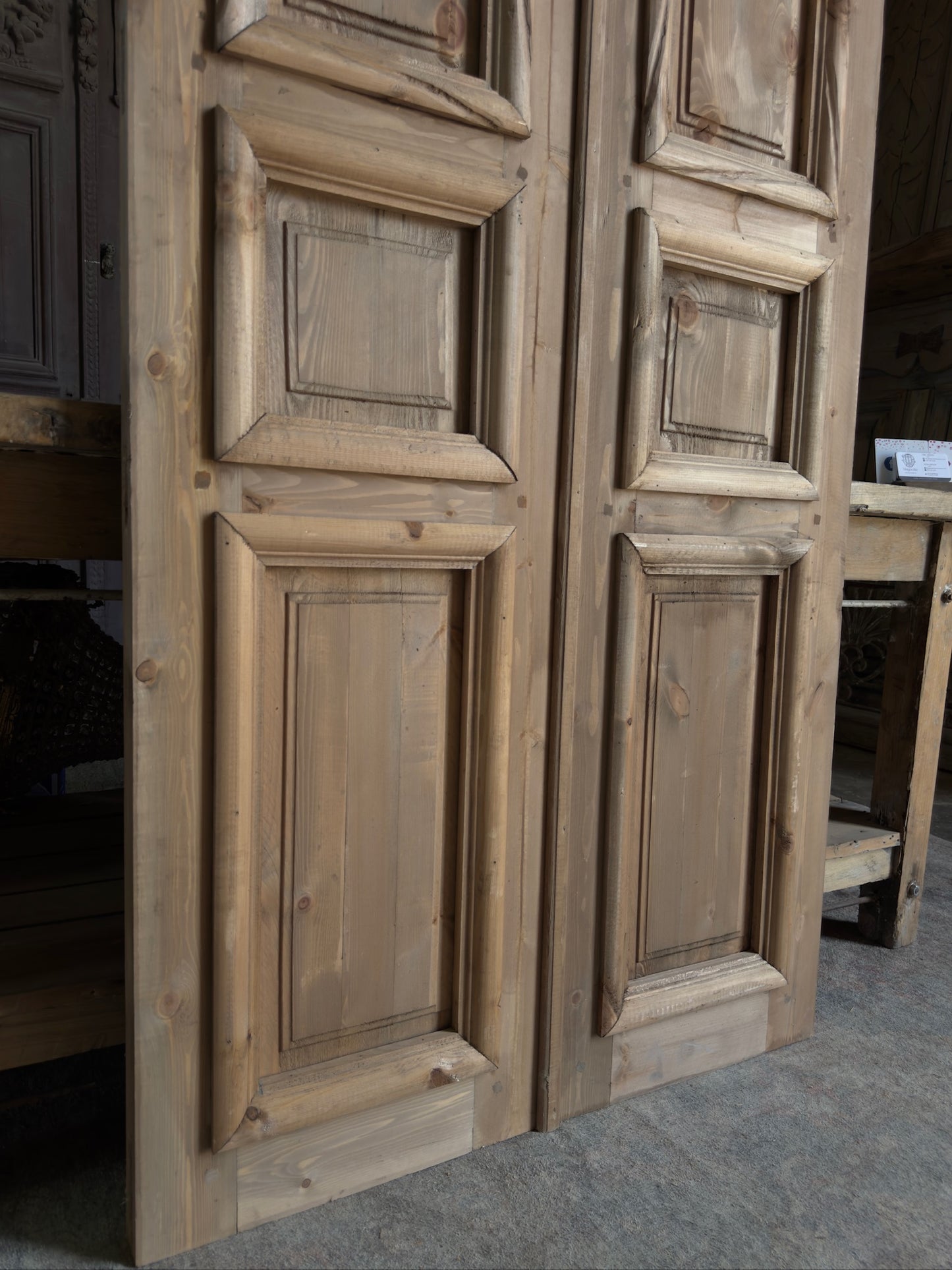 Handcrafted 3 Panel Arched Carved French Doors - 36x96 K28