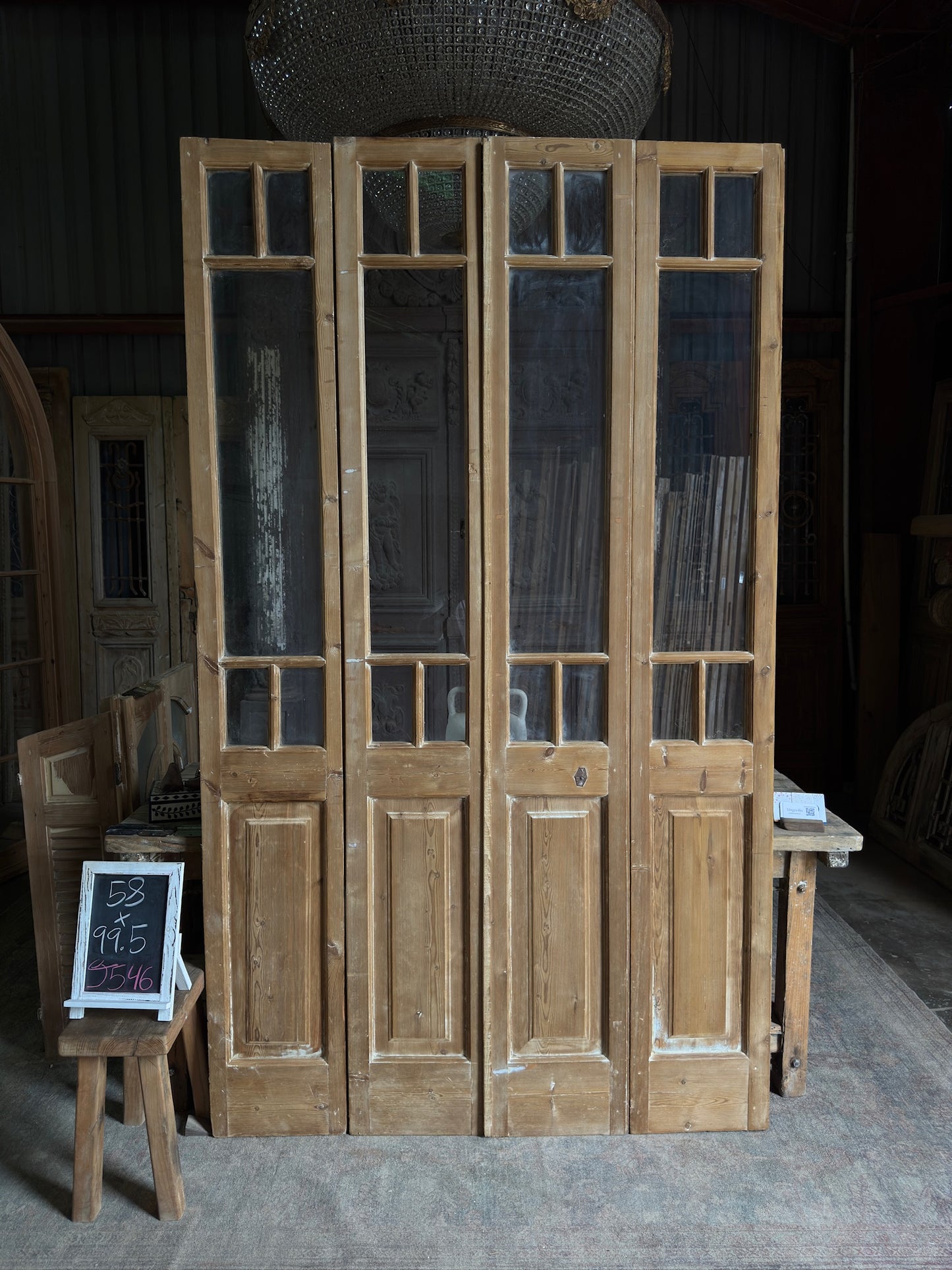 Antique Bi-Fold French Glass Doors - 58x99.5 J546