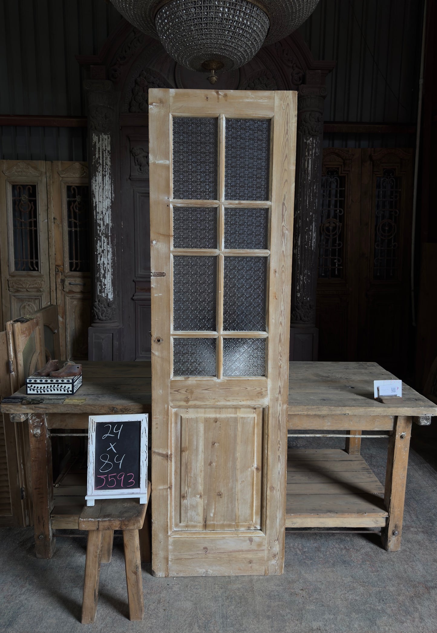Single Antique Glass Door - 24x84 J593