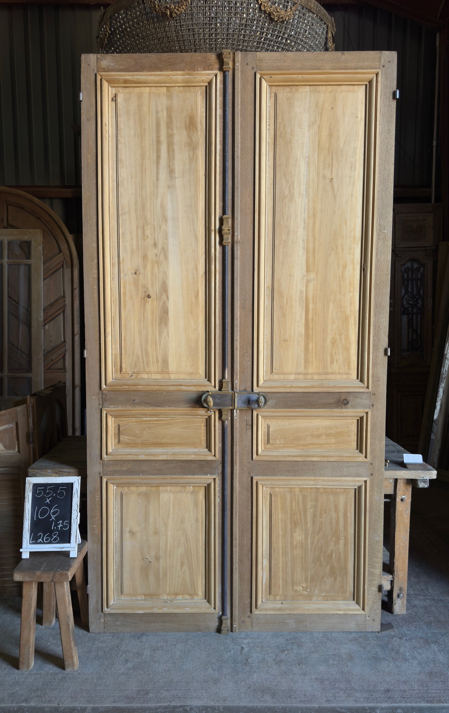 French Chateau Ornate Antique Double Doors - 55.5x106 - L268