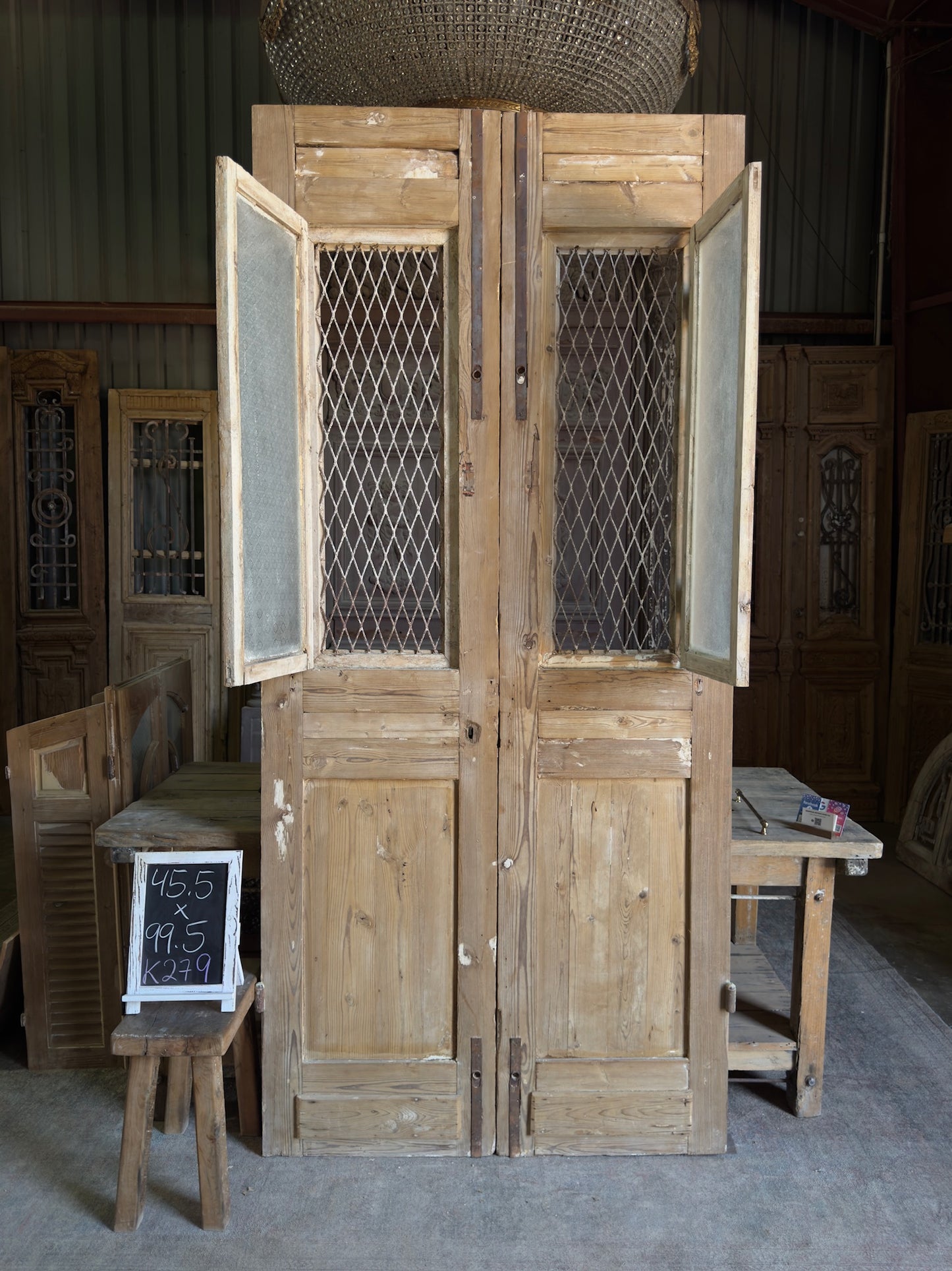 Classy Antique Iron French Doors - 45.5x99.5 K279