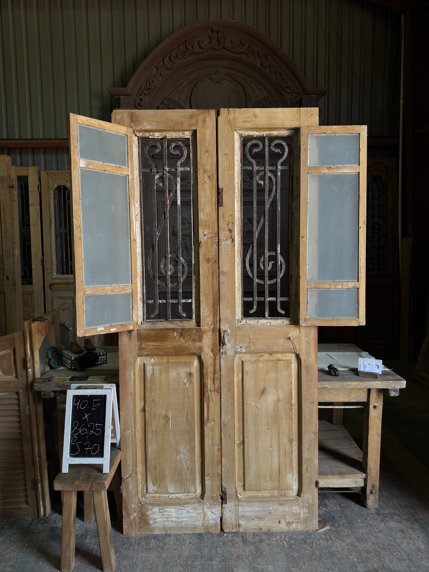 Classic Antique Iron French Doors - 40.5x86.25 J70