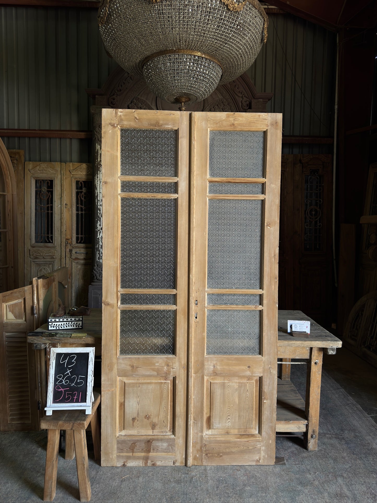 Glass Antique French Doors - 43x86.25 J571