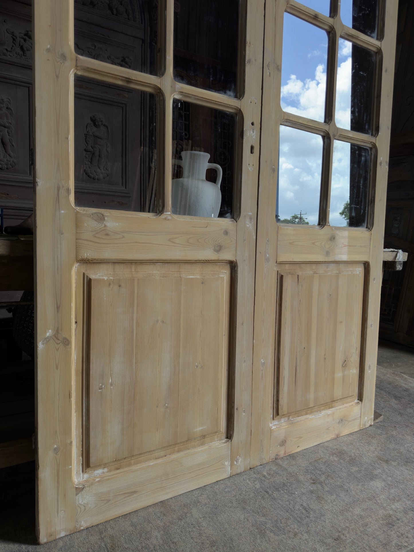 Arched Antique French Glass Doors - 55.5x90.5 J466