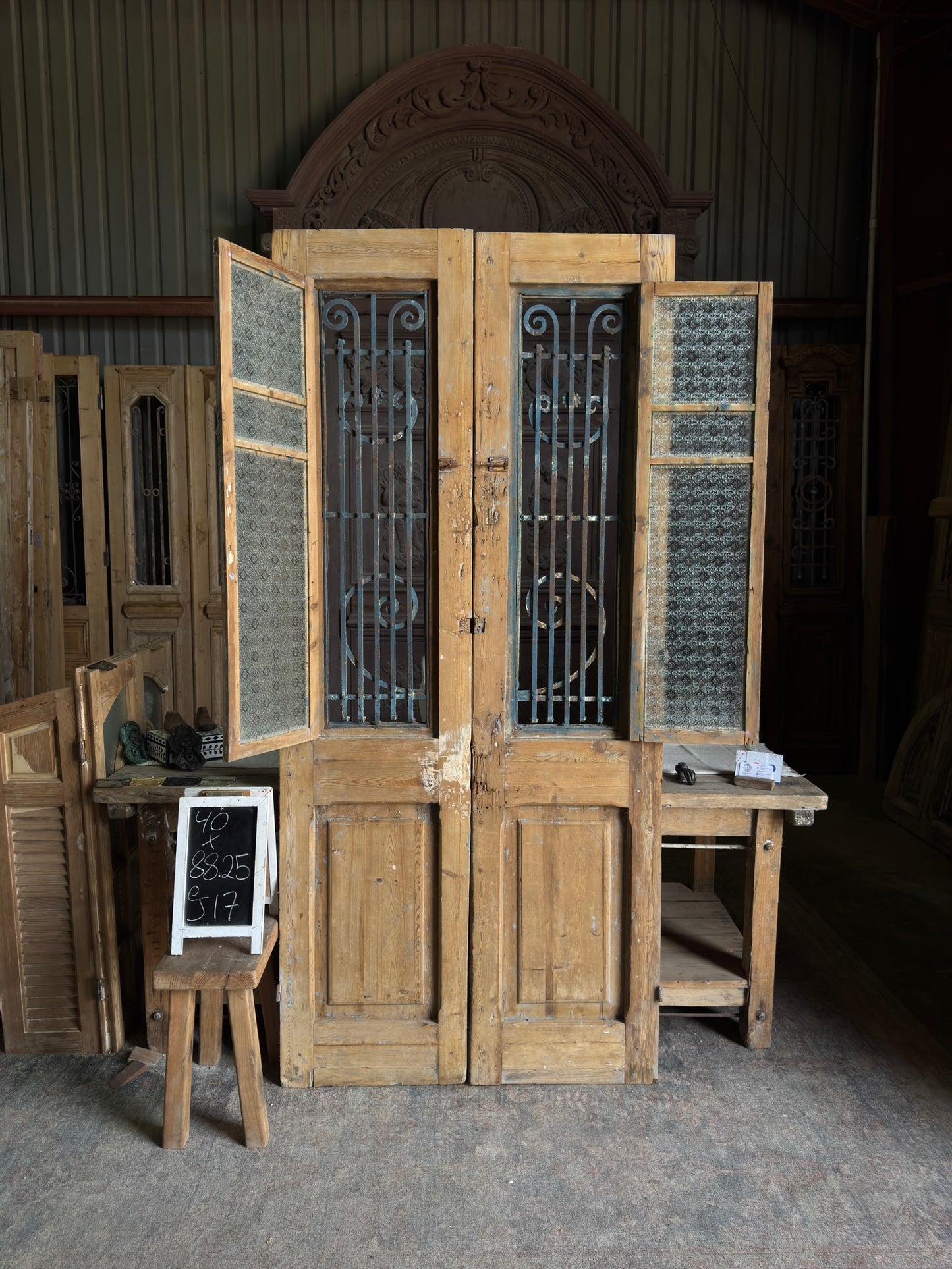 19th Century Antique Iron French Doors - 40x88.25 J17