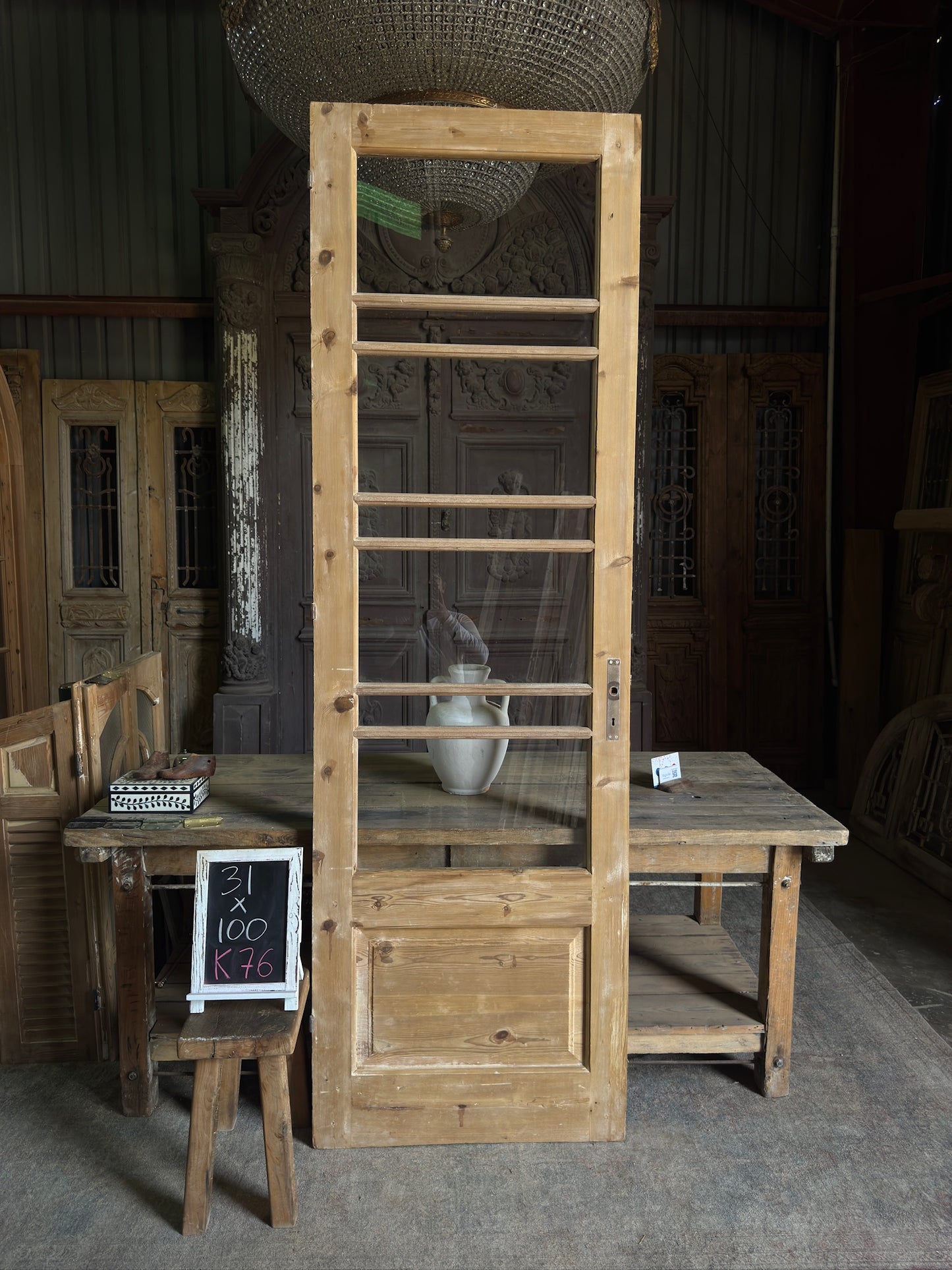 7 Lite Antique Glass Single Door - 31x100 K76